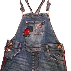 Girls Wonder Nation Denim Overalls Size XL Outdoor Play Date Velvet Rose Fun